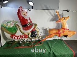 Vintage Empire Santa Clause Sleigh & Blow Mold Reindeer Christmas See Details