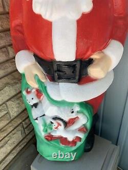 Vintage Empire blow mold Santa 48 tall with box toy sack lights up Local Pick