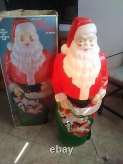 Vintage Empire blow mold Santa 48 tall with box toy sack lights up kept indoors