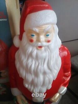 Vintage Empire blow mold Santa 48 tall with box toy sack lights up kept indoors