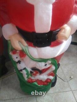 Vintage Empire blow mold Santa 48 tall with box toy sack lights up kept indoors