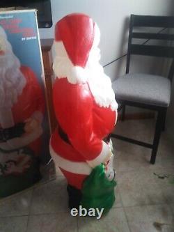 Vintage Empire blow mold Santa 48 tall with box toy sack lights up kept indoors