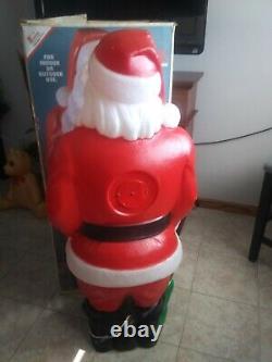 Vintage Empire blow mold Santa 48 tall with box toy sack lights up kept indoors