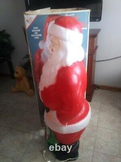 Vintage Empire blow mold Santa 48 tall with box toy sack lights up kept indoors