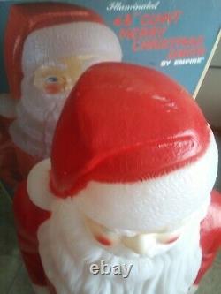 Vintage Empire blow mold Santa 48 tall with box toy sack lights up kept indoors