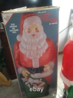 Vintage Empire blow mold Santa 48 tall with box toy sack lights up kept indoors