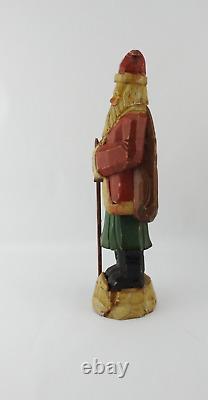 Vintage Folk Art Handcarved Santa Claus German Father Christmas Green Under Coa