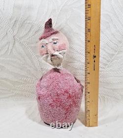 Vintage Folk Art Style Santa Claus Bobble 11 Figure Sugar Bead Glitter Coated