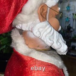 Vintage GEMMY 4ft Tall Animated Singing & Dancing Karaoke Santa Claus Works