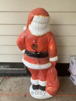 Vintage General Foam Lighted Blow Mold 60 Santa Claus with Light Cord Life Size