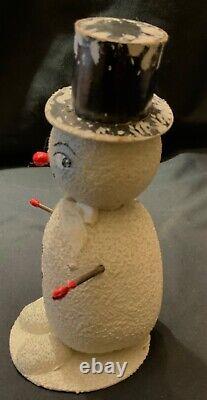 Vintage German Candy Container Snowman With Black Top Hat