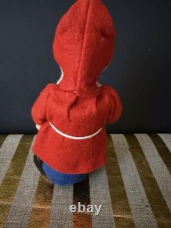 Vintage German Rabbit Fur Beard Candy Container Christmas Santa Claus Felt Tree