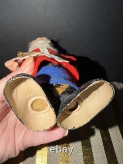 Vintage German Rabbit Fur Beard Candy Container Christmas Santa Claus Felt Tree