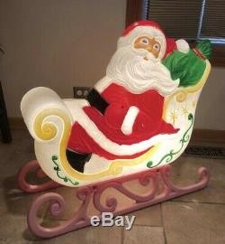 Vintage Grand Venture Santa Claus Sleigh Blow Mold Christmas Decor FREE SHIPPING