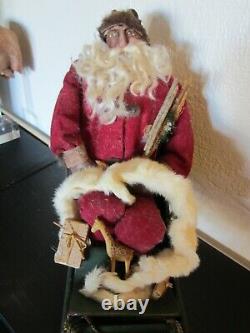 Vintage Handmade Santa Claus in Sleigh