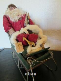 Vintage Handmade Santa Claus in Sleigh