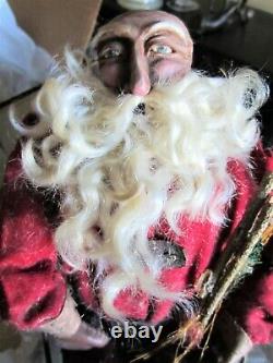 Vintage Handmade Santa Claus in Sleigh