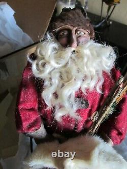 Vintage Handmade Santa Claus in Sleigh