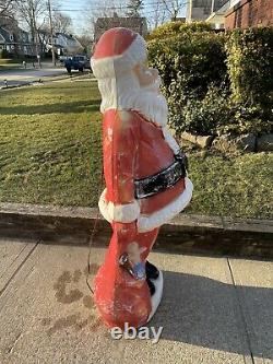 Vintage Hard Plastic Blow Mold Santa Claus Christmas Figure Decoration 59 Inches