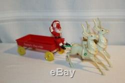 Vintage Hard Plastic Rosbro Rosen Santa Claus Hayride Wagon Christmas 1950's