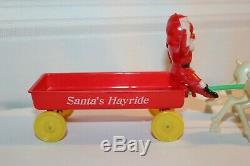 Vintage Hard Plastic Rosbro Rosen Santa Claus Hayride Wagon Christmas 1950's