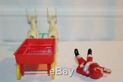 Vintage Hard Plastic Rosbro Rosen Santa Claus Hayride Wagon Christmas 1950's
