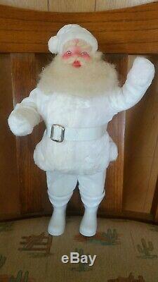 Vintage Harold Gale Santa Claus White Velvet 1959 With Japan Pixie Elf