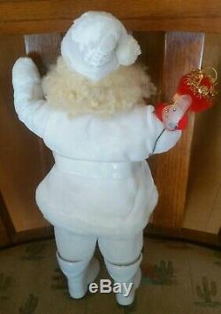 Vintage Harold Gale Santa Claus White Velvet 1959 With Japan Pixie Elf