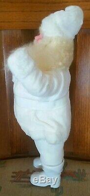 Vintage Harold Gale Santa Claus White Velvet 1959 With Japan Pixie Elf