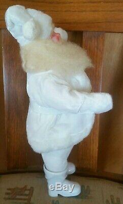 Vintage Harold Gale Santa Claus White Velvet 1959 With Japan Pixie Elf