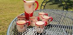 Vintage Holt Howard Winking Santa Claus Pitcher Mugs Cups Set 1959 mint