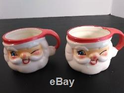 Vintage Holt Howard Winking Santa Claus Pitcher Mugs Cups Set 1960s