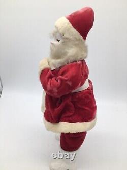 Vintage Howard Gale Plastic Face Santa Claus Wood Chip Body Stands Doll Figure