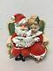 Vintage Inarco Planter Mr Mrs Claus Flocked Christmas On Couch 1961 Santa