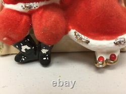 Vintage Inarco Planter Mr Mrs Claus Flocked Christmas on Couch 1961 Santa
