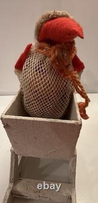 Vintage Japan Santa Claus In Wooden Sleigh 1950s Mesh Candy Body Bag 7 1/2