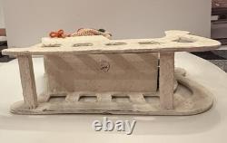 Vintage Japan Santa Claus In Wooden Sleigh 1950s Mesh Candy Body Bag 7 1/2