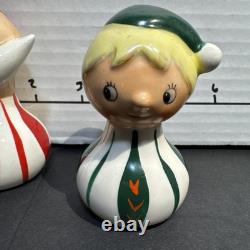 Vintage KREISS Christmas MCM Santa And Elf Salt & Pepper Shakers Figurines Rare
