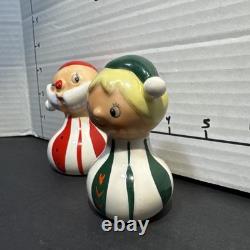 Vintage KREISS Christmas MCM Santa And Elf Salt & Pepper Shakers Figurines Rare