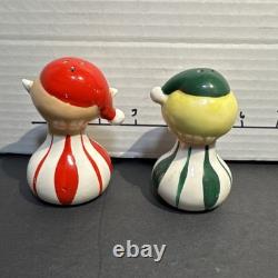 Vintage KREISS Christmas MCM Santa And Elf Salt & Pepper Shakers Figurines Rare