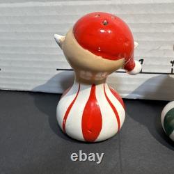Vintage KREISS Christmas MCM Santa And Elf Salt & Pepper Shakers Figurines Rare