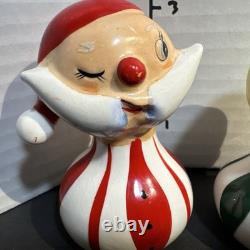 Vintage KREISS Christmas MCM Santa And Elf Salt & Pepper Shakers Figurines Rare
