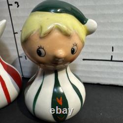Vintage KREISS Christmas MCM Santa And Elf Salt & Pepper Shakers Figurines Rare