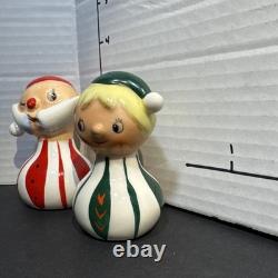 Vintage KREISS Christmas MCM Santa And Elf Salt & Pepper Shakers Figurines Rare