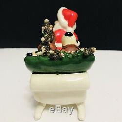 Vintage Kreiss Santa Claus Pulling Sleigh Tipsy Sleeping Reindeer Figure Japan