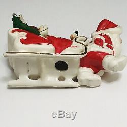 Vintage Kreiss Santa Claus Pulling Sleigh Tipsy Sleeping Reindeer Figure Japan