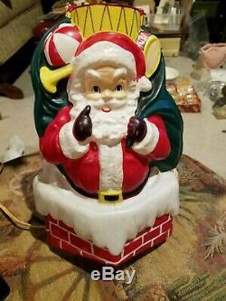 Vintage L A Goodman Santa Claus WORKS Christmas Illuminated 3D Plastic in Box