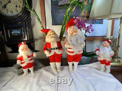 Vintage LOT Of 4 RARE Felt Wool Santa Claus Christmas Figures JAPAN Bundle 1950s