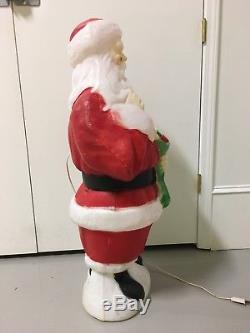 Vintage Large Empire Santa Claus Holding Stocking Christmas Lighted Blow Mold