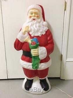Vintage Large Empire Santa Claus Holding Stocking Christmas Lighted Blow Mold